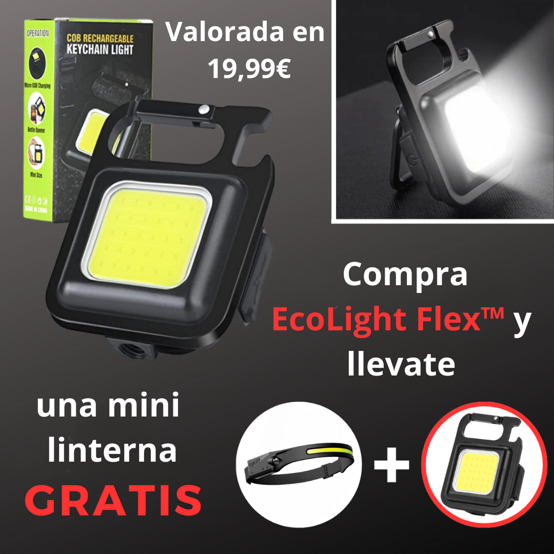 Linterna Frontal EcoLight Flex™ + mini linterna de regalo Confort y comodidad garantizados en cada uso