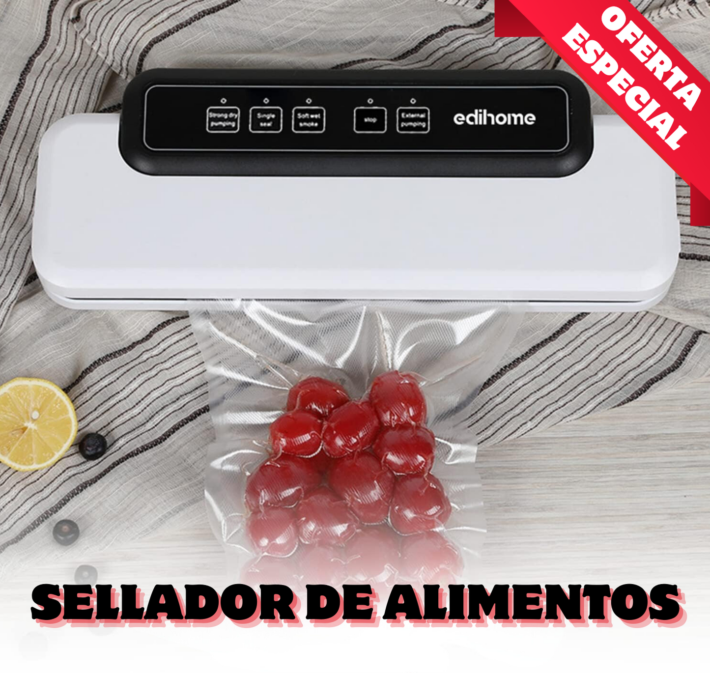 VacuumFresh Sellador de Bolsas al Vacio (+ Afilador de Cuchillos)