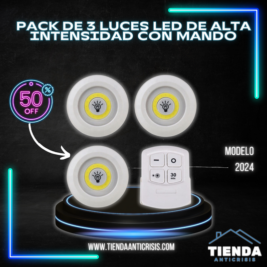 PACK 3 LUCES LED DE ALTA INTENSIDAD CON MANDO