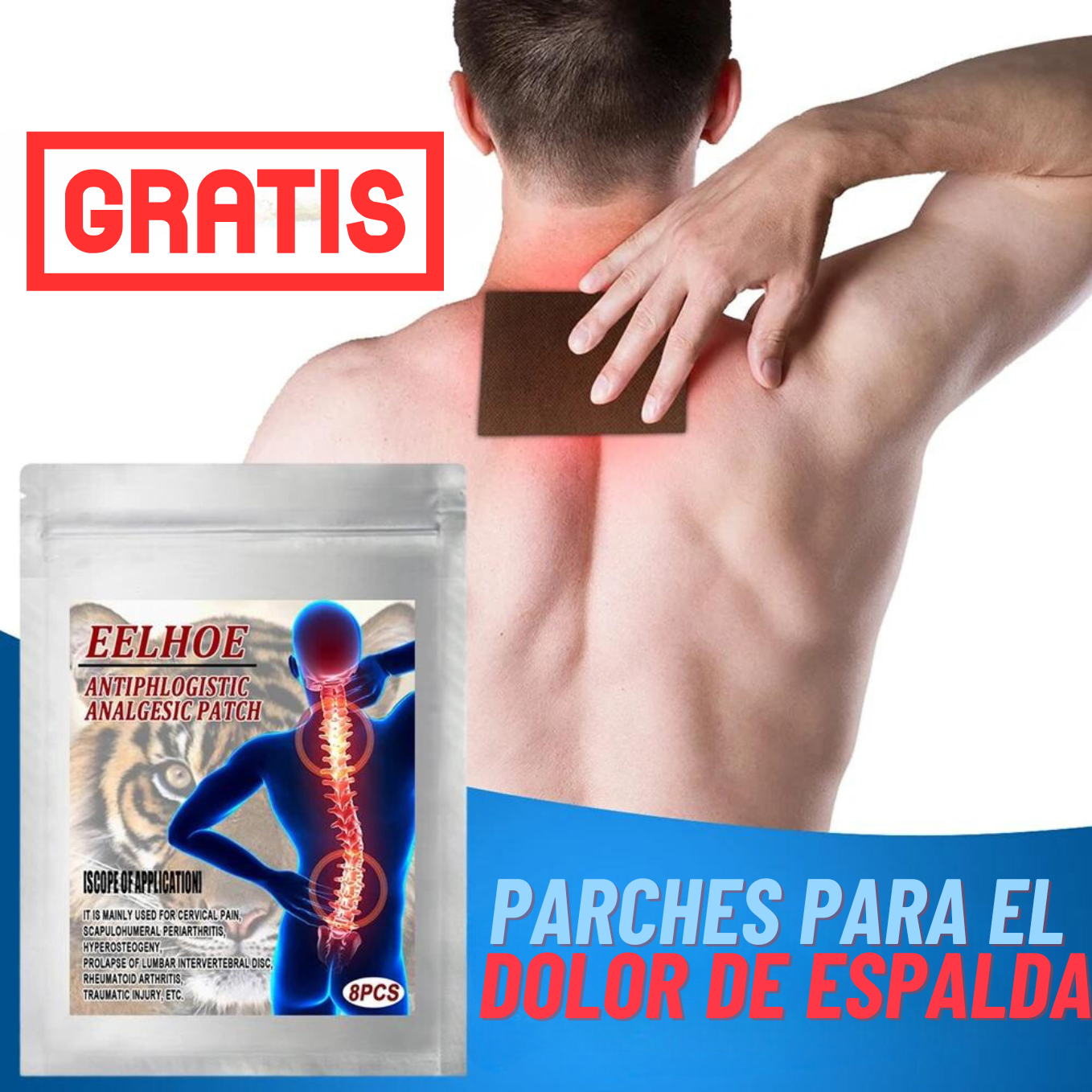 FitBack ®Corrector de Postura de Espalda Reforzado (REGALO: 8 Parches para el Dolor)