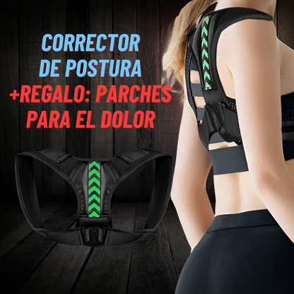 FitBack ®Corrector de Postura de Espalda Reforzado (REGALO: 8 Parches para el Dolor)