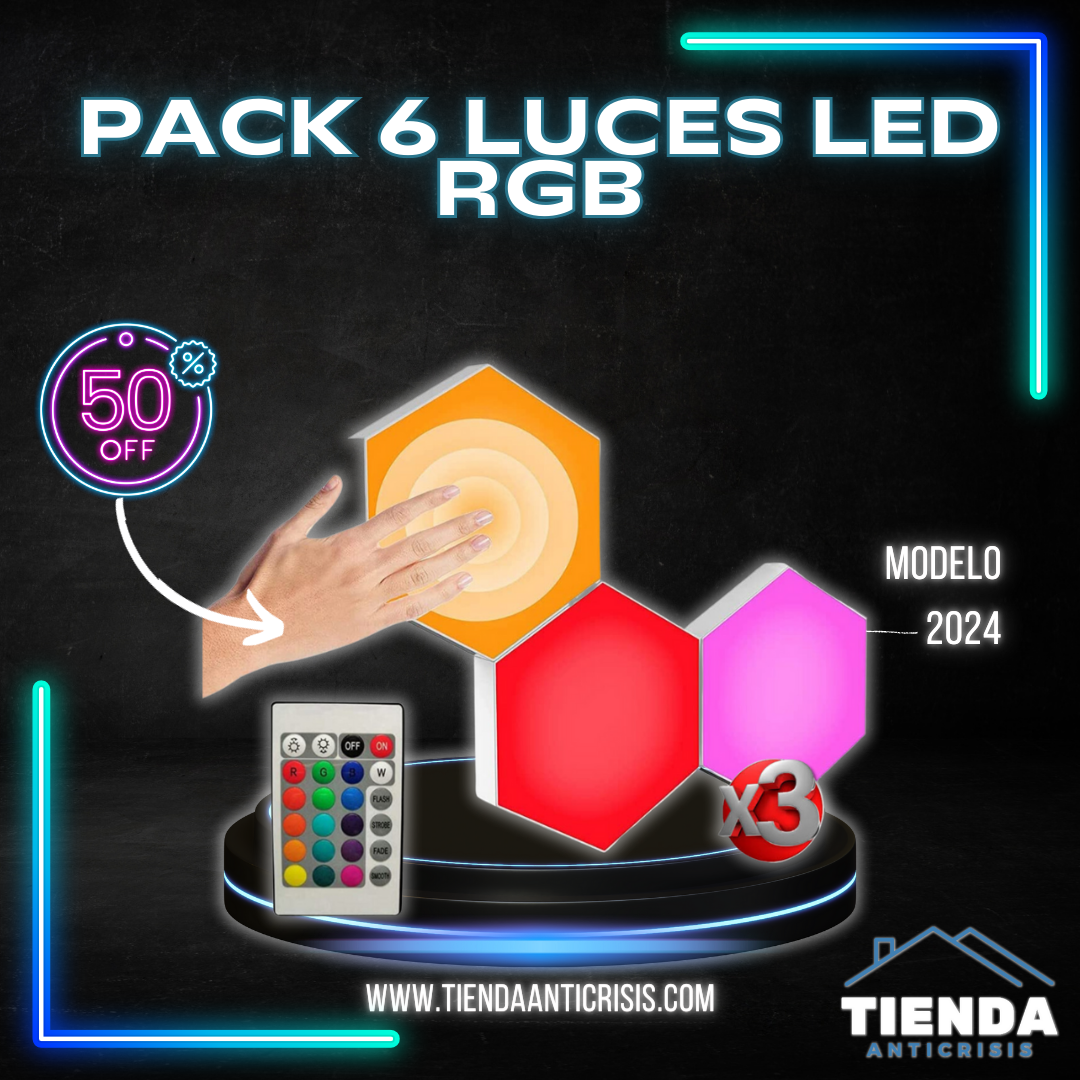 PACK 6 LUCES LED MULTICOLOR CON MANDO