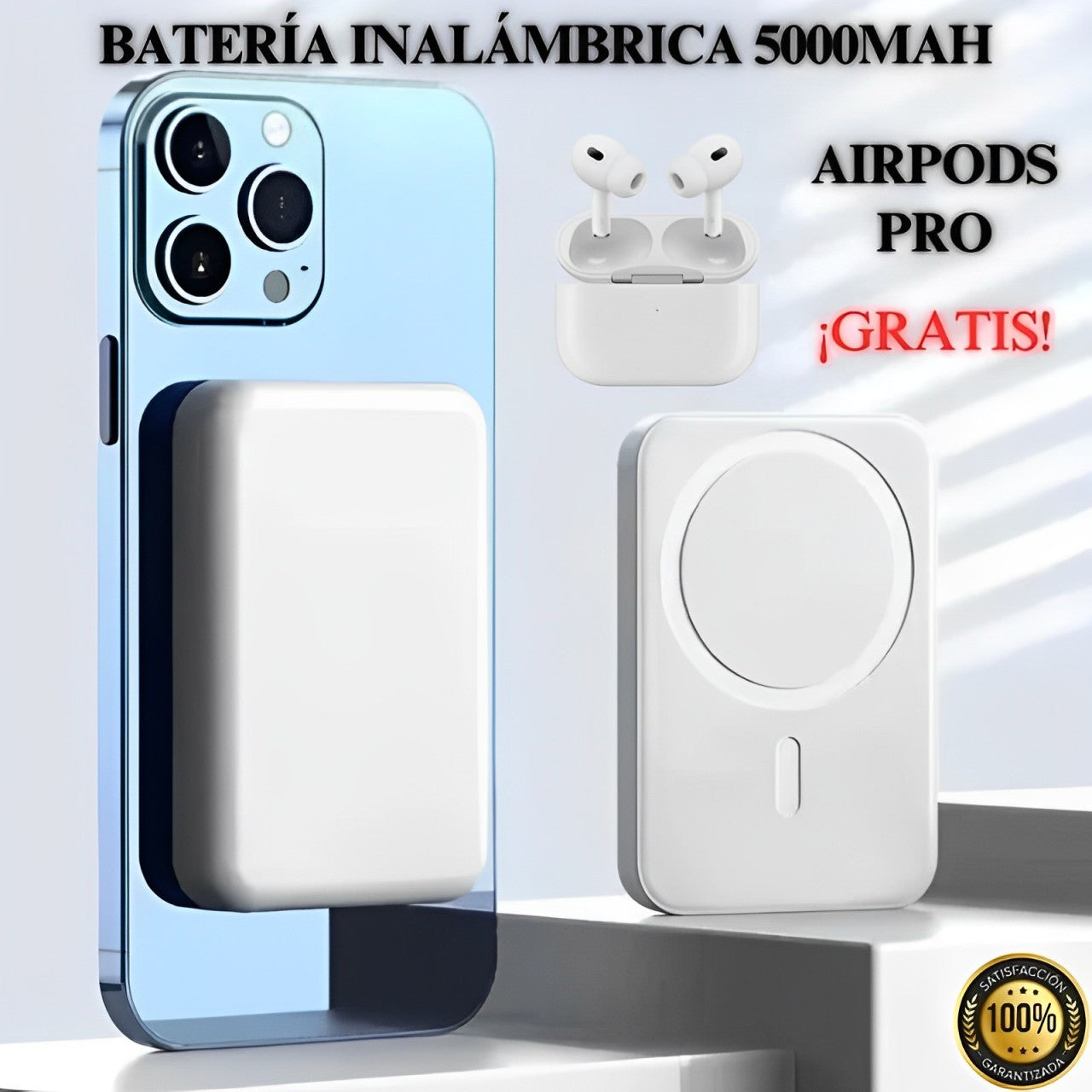 BATERÍA INALAMBRICA PORTATIL + AIRPODS PRO