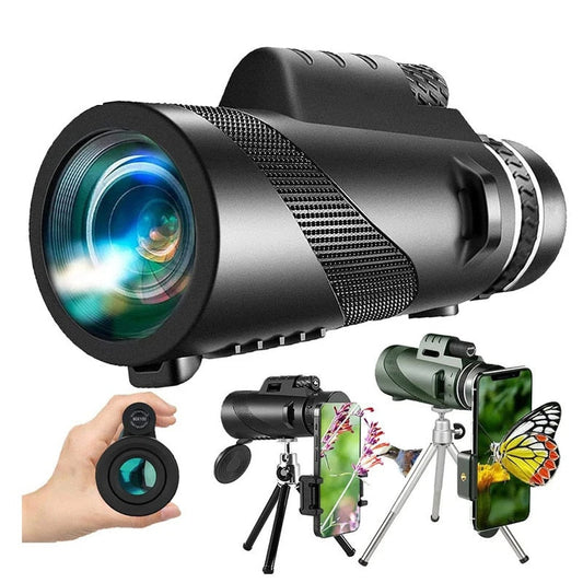 Telescopio Monocular 80X + Soporte Para Móvil ZoomPlus™