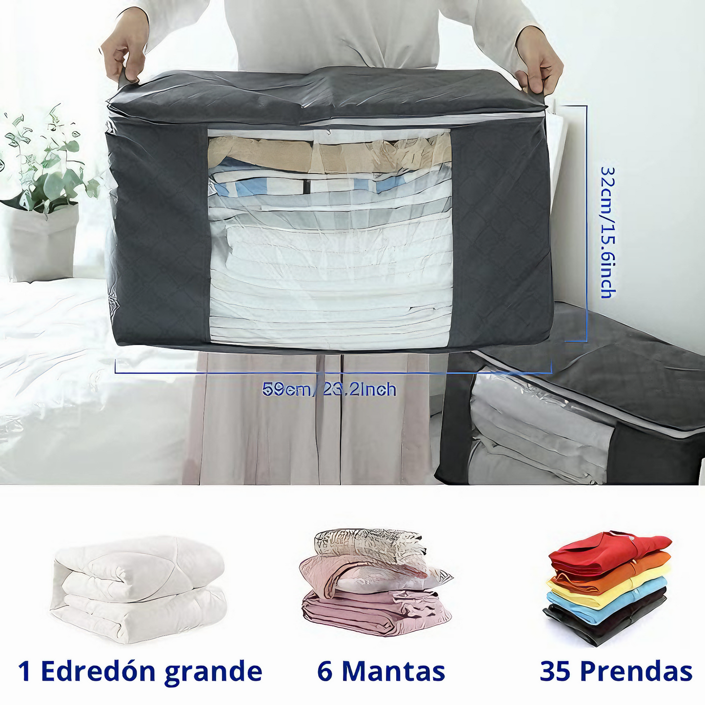 Set de 2 cajas de almacenamiento plegables