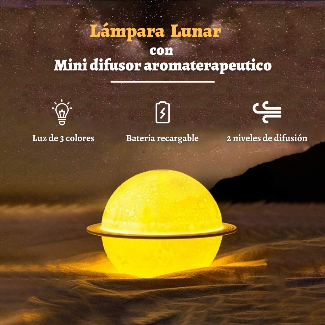 Lámpara lunar con mini difusor aromaterapeutico